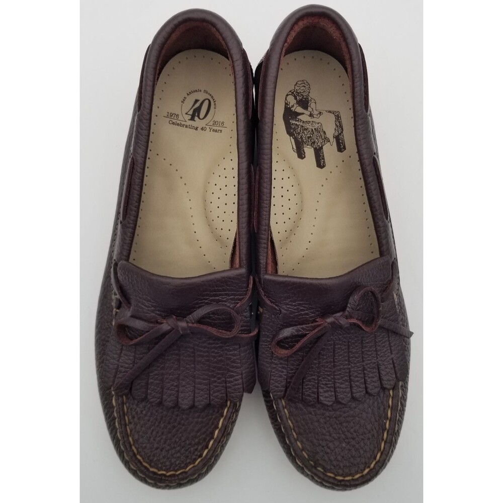 SAS‎ Kiltie 40 Moccasin Loafer Soft Pebbled Leather Slip-on Wine Women's 9M NWOB - Picture 9 of 10